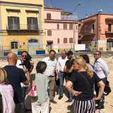 Sopralluogo sul cantiere per la riqualificazione di piazza Diaz, a Ceglie del Campo, nel cui sottosuolo � stata ritrovata un�antica cisterna